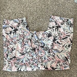 Tropical Print Wide Leg Pants